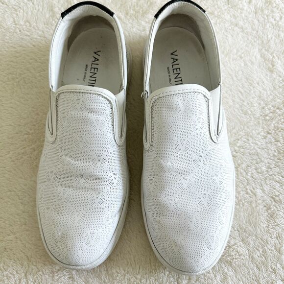 Valentino Adriel Monogram Leather Slip on Sneakers Size 9 White Made in Italy - Picture 6 of 7